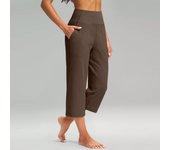 Women Elastic High Waist 3/4 Pant Casual Active  Fit Wide Capris Leg Pants Trousers With Pockets Pants for Women Women’s Pants