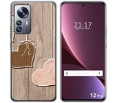 Funda Silicona para Xiaomi 12 Pro 5G diseño Corazones Madera Dibujos