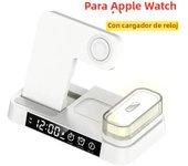 3 in 1 Alarm Clock Wireless Charger Mobile Phone Stand RGB Night Light Time Display For iPhone Samsung Apple Watch Fast Charging