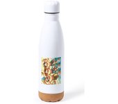 MERCHANDMANIA BIDON 750 ML ACERO INOXIDABLE CON ADORNO DE CORCHO playa amigos fiesta tumbona arena agua tapon seguridad botella