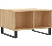 vidaXL Mesa de centro madera contrachapada 60x50x36,5 cm Blanco, Negro, Blanco brillante Mesita de Salón o Comedor o Auxiliar Mesa de Café Meuble Salón