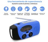 Radio De Mano Portátil Con Solar Y Mecanismo De Mano 2000mAh Multifuncional USB FM/AM/WB Radio De Clima Emergencia Linterna Power Bank
