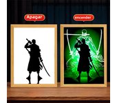 Anime Figure One Piece Light Painting Photo Frame Zoro Luffy Led Night Light Birthday Bedroom Decor Christmas Gifts Moon Lamp
