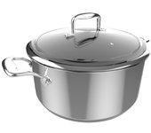 Olla Polka Classy 28 Pot Steel. Diámetro 28 Cm Capacidad 7 5 L Acero Inoxidable 18/10 Revestimiento Antiadherente Asas Remachadas Tapa De Cristal Apta Para Todo Tipo De Cocinas
