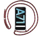 Tumundosmartphone Funda Colgante Transparente para Samsung Galaxy A71 con Cordon Rosa / Dorado