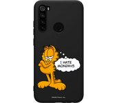 Carcasa para Xiaomi Redmi Note 8 Negro con un diseño de Garfield Hate Mondays