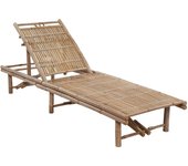 vidaXL Tumbona de jardín con cojín bambú Antracita, Gris, Crema Sillas de Exterior Ideal para jardín, playa, piscina, terraza Tumbona Piscina Tumbonas Playa Tumbonas Jardín Exterior