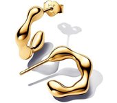 Pendientes de aro abiertos PANDORA Essence de 42 mm con forma orgánica - Chapados en oro de 14 k - Talla 42 mm，Incluye Caja Original