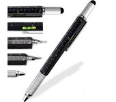 6 in 1 Multitool Pen Construction Tool, Gift Tool Pen, Multi Tech Pen with Ballpoint Pen, Ruler, Stylus, Level, Screwdriver