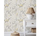 Muestra DIN A4 de Papel pintado lavable de ramas flores y pájaros estilo romántico - Alison Garden 680927 de GAULAN