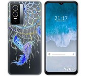 Funda Silicona Transparente para Vivo Y76 5G diseño Plumas Dibujos