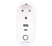 Cofan Enchufe inteligente con USB y tipo C | Conectividad WiFi 2.4 GHz + Bluetooth | Potencia máxima de 3520 W (16A) | Aplicación: Smart Life o Tuya | Compatible con Alexa y Google | Temporizador, monitorización de energía, bloqueo infantil | Control remo