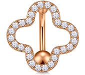 Women Trendy Belly Piercing Stainless Steel Crystal Belly Button Piercings Dangle Flower Accessories Punk Women's Navel Rings