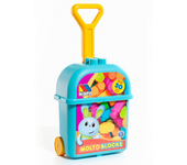 Carrito maleta trolley azul con 20 bloques. (Molto 24462)