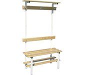 BANCO VESTUARIO SENCILLO CON ZAPATILLERO,PERCHA Y ESTANTE SUPERIOR 1,5MT