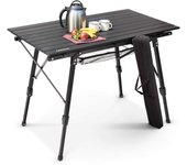 AREBOS Mesa de camping 120 x 70 cm mesa rodante aluminio mesa plegable exterior