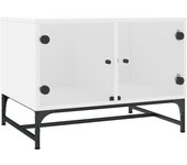 vidaXL Mesa de centro con puertas de vidrio 68,5x50x50 cm Blanco, Negro, Roble Sonoma Mesita de Salón o Comedor o Auxiliar Mesa de Café Meuble Salón