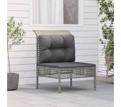vidaXL Sofá/ Taburete de jardín con cojines ratán sintético gris en modelo sofá de esquina/sofá central/reposapiés y más | cómodas modernas ergonómicas para comedor cocina salón hogar