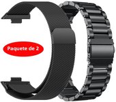2 Pack Metal Strap For Huawei Watch Fit 3 Milanese Loop Band Stainless Steel Watchband For Huawei Watch Fit3 Breathable Bracelet