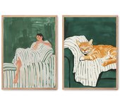 Set de 2 cuadros calidad premium con marco de madera - 30x40 cm o 50x70 cm - POSTER LAB