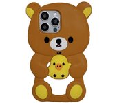 3D Cartoon Animal Cute Bear Soft Silicone Case for IPhone 13 12 14 15 Pro Max 11 IPones 15Pro IPhone15 Kawaii Kids Girls Cover
