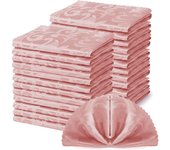 Servilletas de tela de Damasco de 17x17 pulgadas, juego de 24 servilletas de tela de Jacquard, servilletas de tela de Jacquard, rosa Fuerte