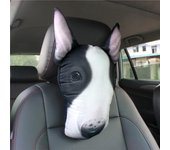 Reposacabezas de coche con diseño de perro y gato, creativo, divertido y realista, impreso en 3D, almohada de dibujos animados para proteger el cuello del asiento (bull terrier)