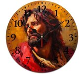 Jesús caminando con las manos un niño reloj de pared redondo de 11.8 pulgadas religioso Cristo Iglesia silencioso reloj de cuarzo sin tictac decoración moderna para oficina, hogar, cocina, dormitorio, aula