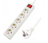 Regleta alargador de enchufes, base multiples de 3, 4, 5, 6 enchufes tipo Schucko con interruptor, 16a/250v 3680w, cable 3g1.5m㎡ lontitud 1,5m, 3m o 5m, uso interior, color blanco, Don Feliz