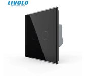 LIVOLO EU Standard Touch Sensor Wall Switch,2 Gang 1 Way Sensitive Control,Tempered Crystal Glass Panel for Home Improvement