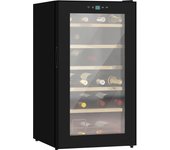 HOMCOM Nevera Vinos 24 Botellas 65L Vinoteca con Luz LED Interior Pantalla Táctil Digital Control de Temperatura Puerta de Vidrio y 5 Estantes de Metal Negro