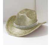 A ladies western cowboy hat with shiny silver lace four seasons jazz hat for men to party in classic style