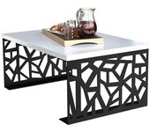Mesa de café Germantown 101 , Muebles ES, Aglomerado laminado, Blanco brillante, 100 x 70 x 45cm