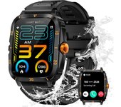 Relojes Inteligentes militares a prueba de Agua para hambres (marcar/responder Llamadas), Reloj intelente Deportivo para Exteriores de 1,96 '', Reloj de actividad Física, compatible con teléfonos Android iOS