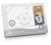 Sabanas Cuna 100% Algodón Cuna 60X120 - Ideal para Primavera Verano (bajera+encimera+funda almohada) Balancin gris