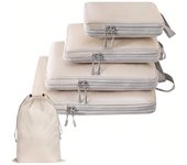 Set de 6 bolsas de viaje compresibles organizador de maleta impermeable de nylon con manilla portátil cubos de almacenamiento para maleta