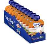 Nutribén Fruta & GO! - Bolsita de Puré de Fruta 100% Natural para Tomar en Cualquier Momento y Lugar Desde los 12 Meses - Pouch de Frutas Variadas - Sin Gluten - Sin Leche - Sin Azúcar Añadido - Sin Aceite de Palma - Pack de 10 x 90gr