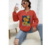 Van Gogh Sunflower Print Womens Hoodies Autumn New Sweatshirt Creative Comfortable Hoody Street Soft Fleece Female Sportswears