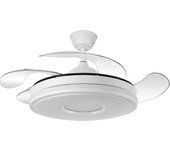 Dani, dani 59w white fan 4 folding blades 107d 6980lm 300040006000k led dimmable remote timer memory  opens 2025