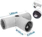 COTTECOTA-Túneles para Gatos Varios Modelos Tubos para Gatos Tunel con forma de T, Tubo Plegable PET Plegable Divertido Juego Juguete Tubo de Gatos Juguete con Pompón y Campanas para Gato Gato Jugar Túnel Casa del Laberinto
