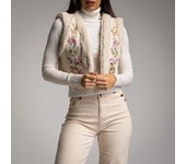 Chaleco mujer bordado con borreguito – estilo boho chic y abrigado – WA Wild Animal – talla única