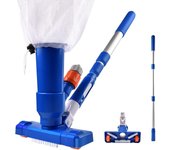 SOMY Kit de aspiradora para piscinas, estanque portátil con cepillo, kit de mantenimiento de bolsas de hojas para spa, estanque y piscina, kit de mantenimiento de piscinas