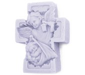 Molde Velas Cruz con Ángel de la Guarda | Silicona Flexible Antiadherente para Velas Caseras | Fácil Desmoldeo | 7.5cm x 10cm x 3.5cm | Gran Velada
