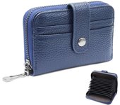 Bolso de mano de piel auténtica para mujer con bloqueo RFID (azul)-