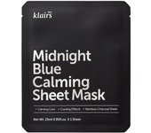 Klairs MIDNIGHT BLUE CALMING SHEET MASK Esta mascarilla de tejido de carbón de bambú se adapta perfectamente al rostro y ayuda a calmar la piel irritada e inflamada, por lo que es ideal como tratamiento aftersun. 25 ml.