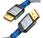80Gbps Displayport Cable 2.1 6FT, 16K@60Hz, 8K@120Hz, 4K@240Hz, DP 2.1 Cable 16K Braided Cord, Compatible with HDR10 DSC 1.2a, G-Sync FreeSync Gaming PC, NVIDIA RTX 4090/3090, AMD 7900XTX