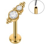 1PC CZ Crystal Cluster Paved Labret Lip Stud 18K Golden Plated Surgical Steel Cartilage Ear nose Ring  Threadless Lobe Helix Ear