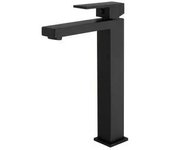 VALAZ Muga Grifo alto para lavabo monomando con estructura cuadrada en color negro mate