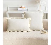 Velvet Throw Pillow Cover with Cute Pompom 30x50cm 45x45cm 50x50cm European Luxury Cushion Case for Christmas Gift Pillow Cover