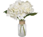 8around - Centro Mesa, Flores Decorativas Artificiales. Jarrón Decorativo Moderno con Flores de Hortensias Artificiales - Planta Artificial Decorativa - Ramo de Flores Artificiales con Jarrón - Florero Decorativo